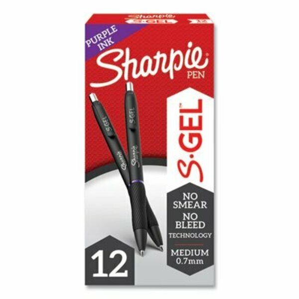 Sharpie S-GEL RETRACTABLE GEL PEN, MEDIUM 0.7 MM, PURPLE INK, PURPLE BARREL, DOZEN 2126235